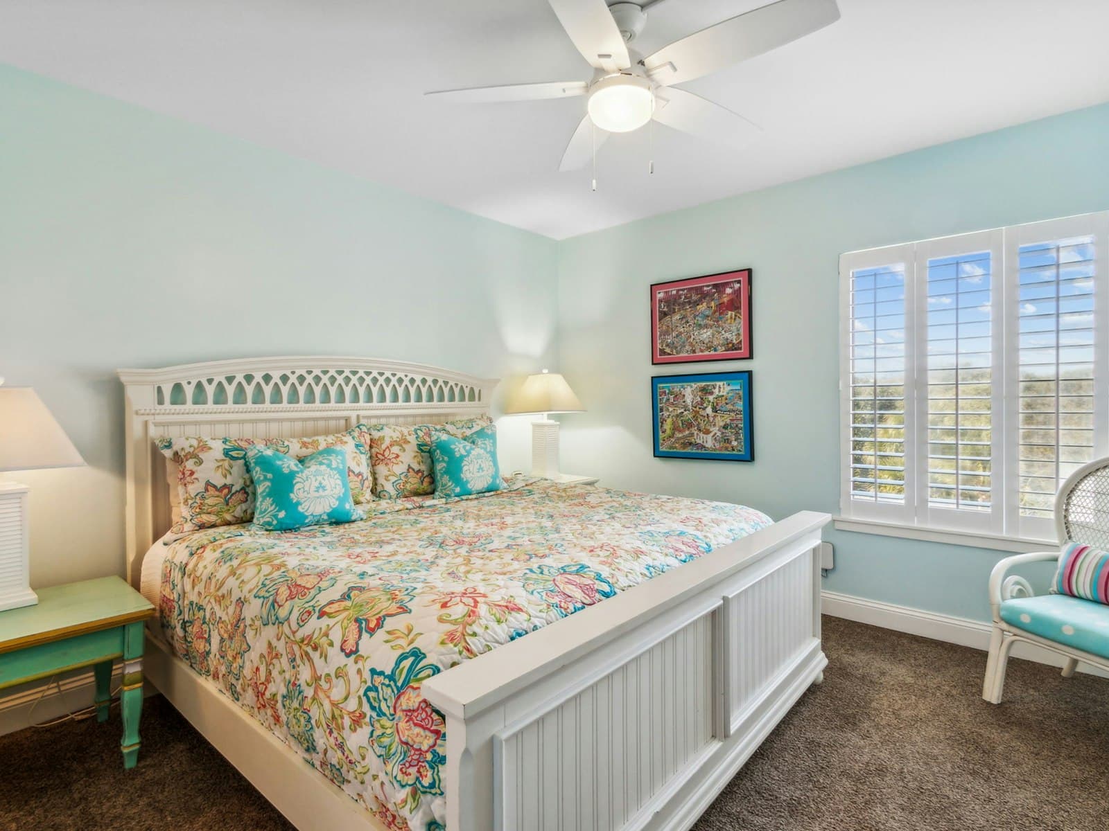 Bright furnished bedroom with natural light